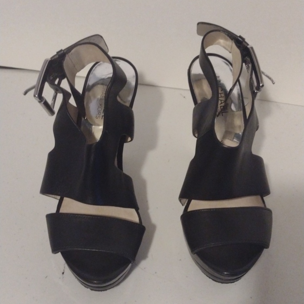 Michael Michael Kors Black Chunky Stiletto High Heels size 6 leather